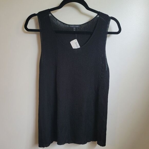 New Eileen Fisher sheer black top size Medium - Picture 1 of 5